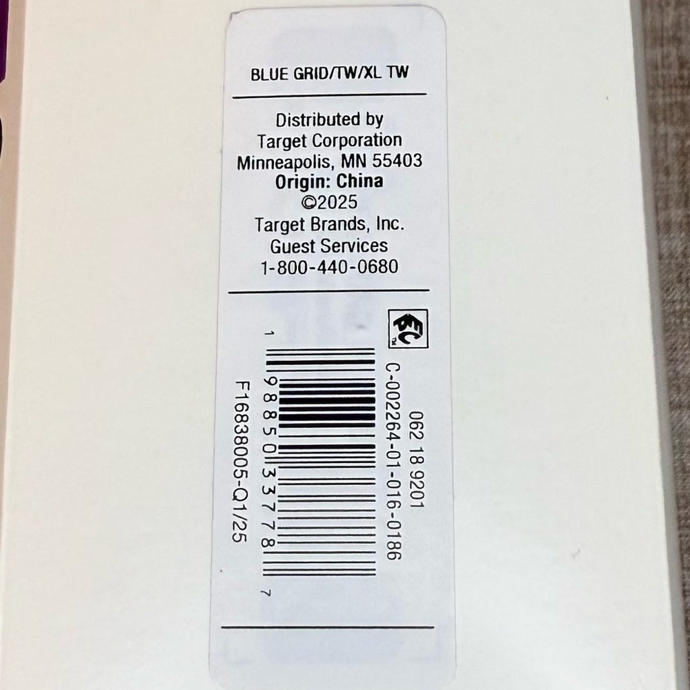 Room Essentials Twin Sheet Set Blue Grid Microfiber Twin XL Compatible NWT - Picture 4 of 7